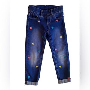 Wonder Nation Blue Denim Leggings with Colorful Heart Details Size 4T-5T